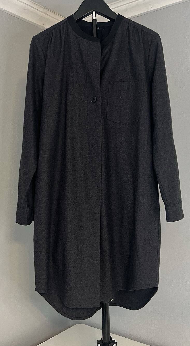 Madewell Shirtdress M Dark Gray Stretch Mini Shift Longsleeve NWOT